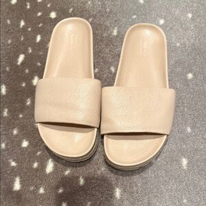 Women's Cream Slide Sandals